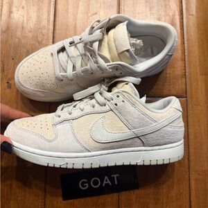 Nike Low-Top Suede Sneakers in Light Tan and Cream